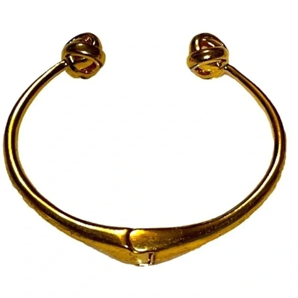 𝅺Kate Spade Knot Hinged Gold Open Bangle Cuff - Picture 2 of 5